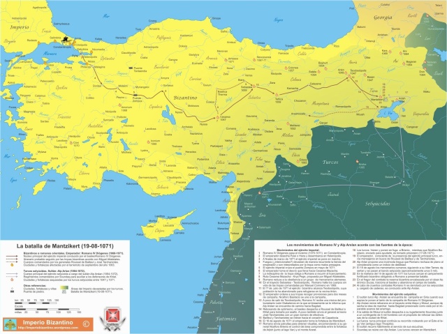La batalla de Mantzikert 19 08 1071 byzantine map europe